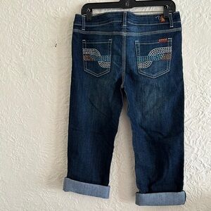 7 for all mankind Dark Wash A Pocket Cropped Jeans Embroidered Stud Pockets 29